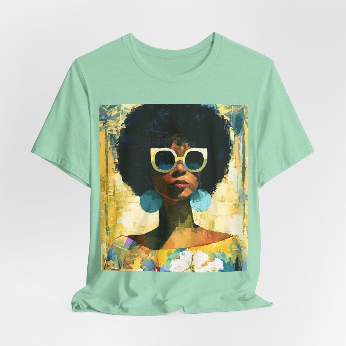 Sunshine Day Lady T-Shirt - Afrocentric Art by The Trini Gee