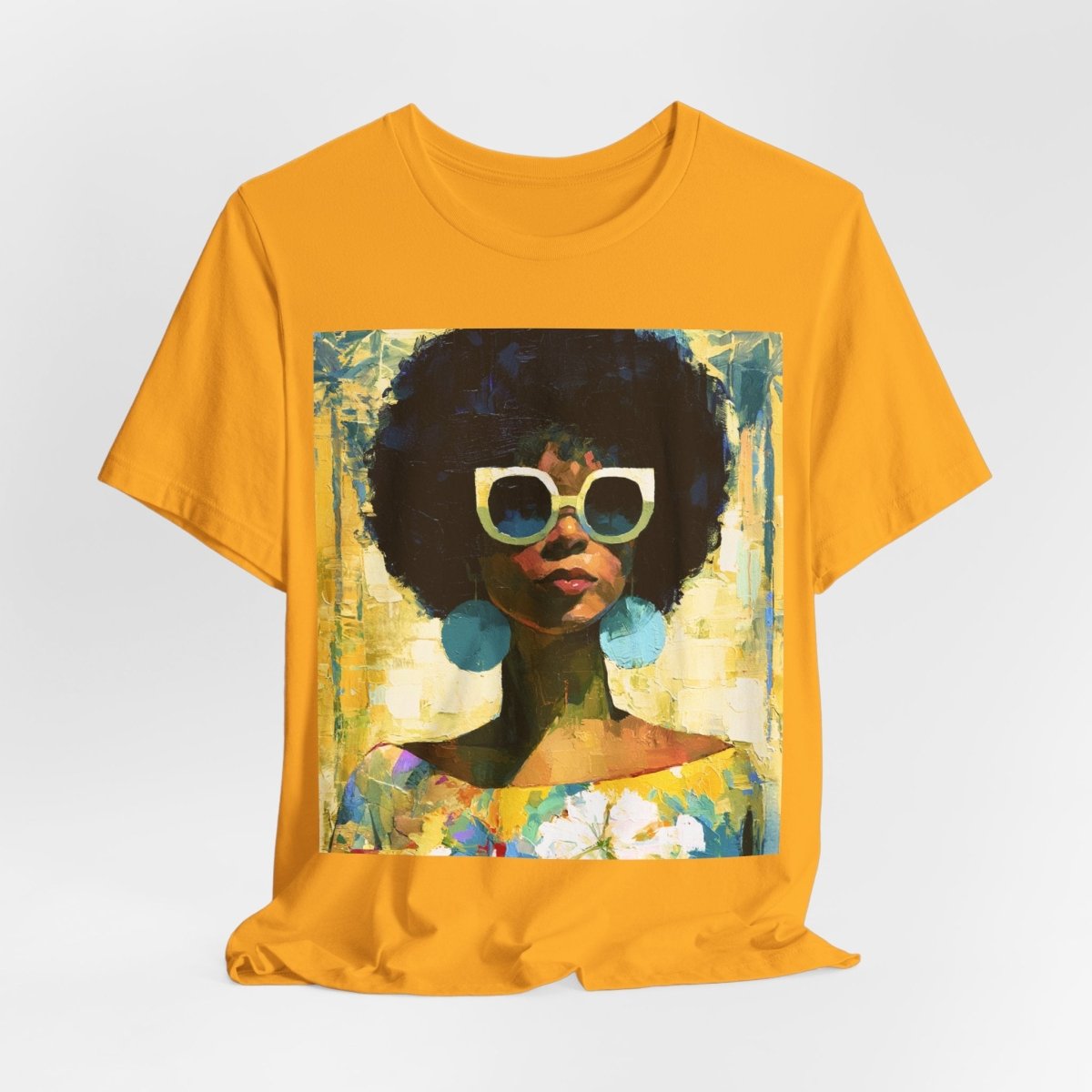 Sunshine Day Lady T-Shirt - Afrocentric Art by The Trini Gee