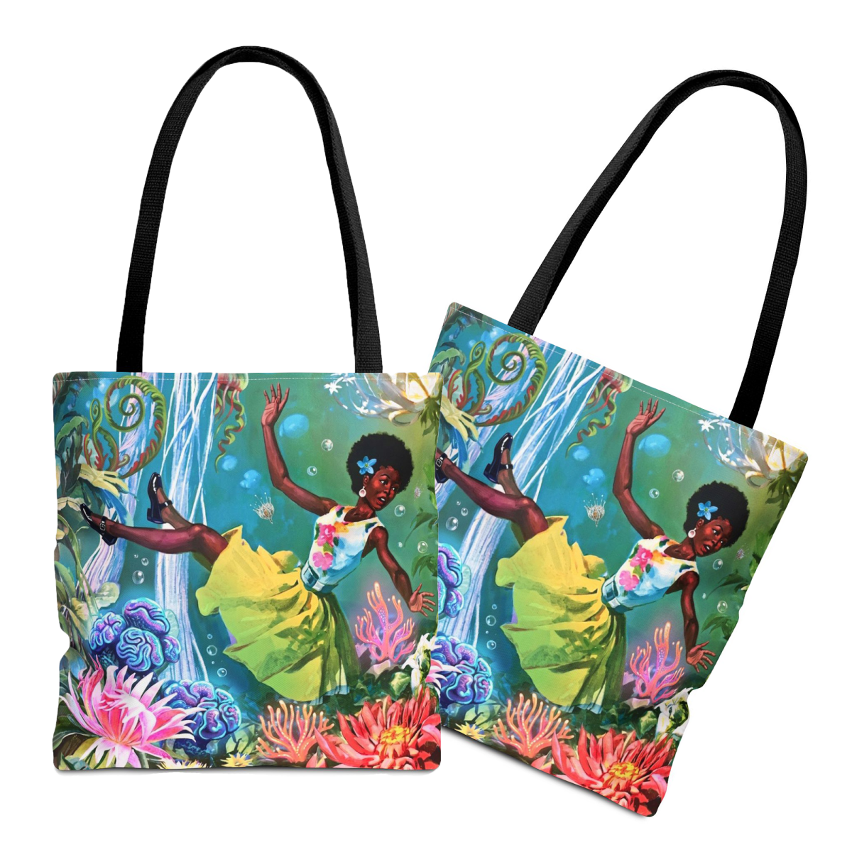 Surreal Sci-Fi Afrofuturism Tote Bag - Afrocentric Art by The Trini Gee