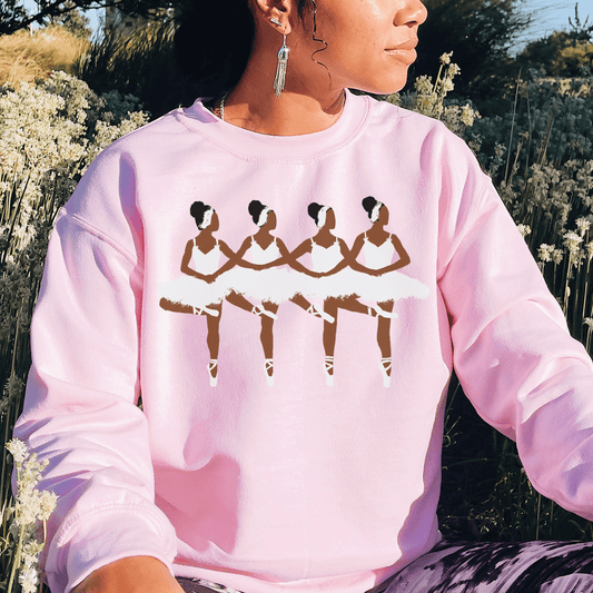 Swan Ballerinas Sweatshirt - Afrocentric Art by The Trini Gee