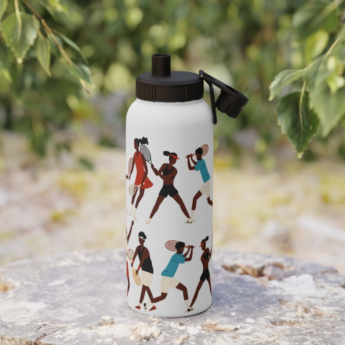 Tennis 32oz Water Bottle - Afrocentric Art by The Trini Gee