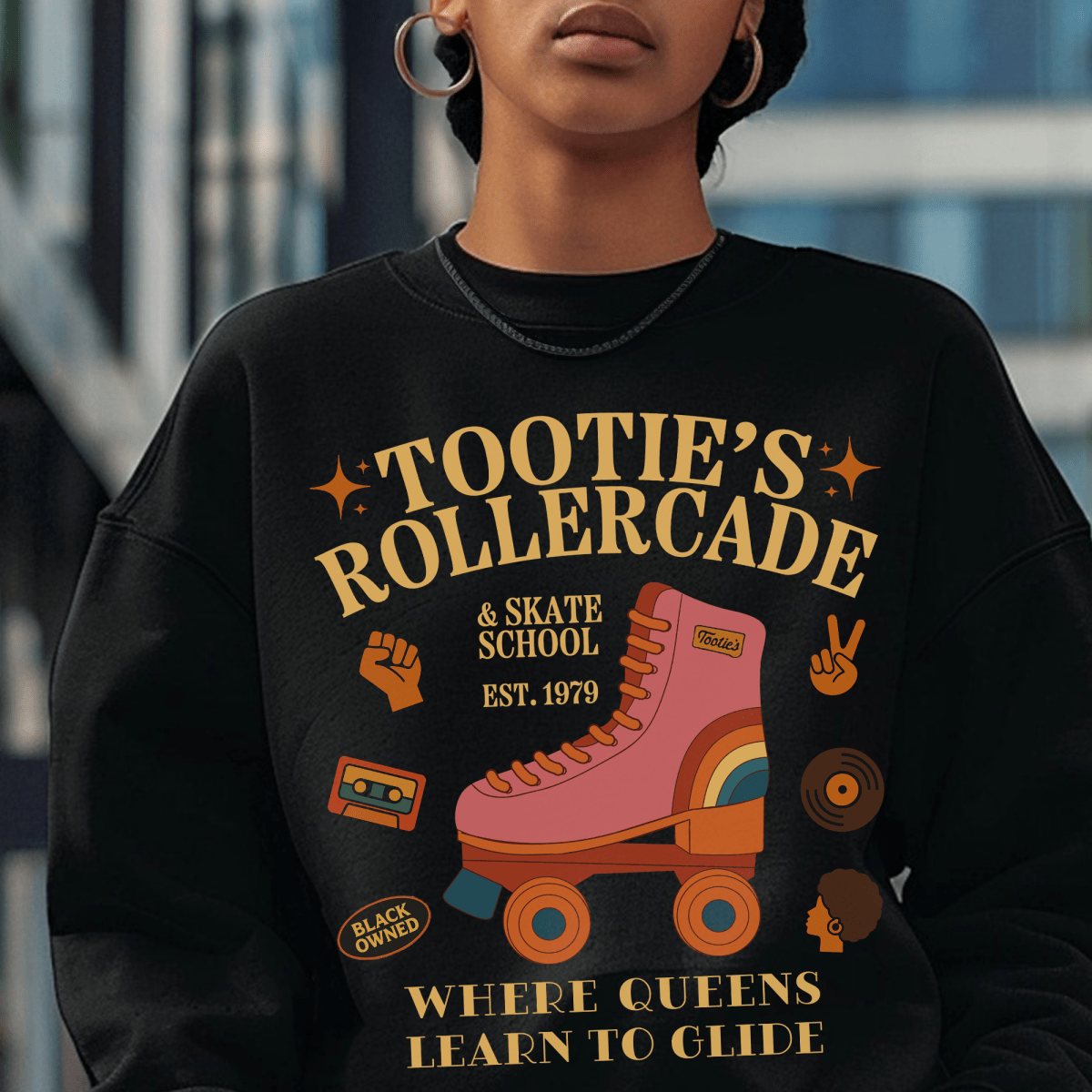 Tootie's Rollercade Sweatshirt - Afrocentric Art by The Trini Gee