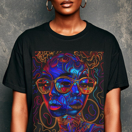 Trippy Psychedelic T‑Shirt - Afrocentric Art by The Trini Gee