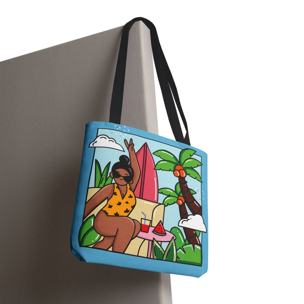 Tropical Beach Vibes Tote Bag - Afrocentric Art by The Trini Gee