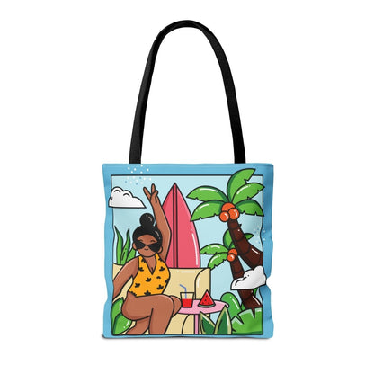 Tropical Beach Vibes Tote Bag - Afrocentric Art by The Trini Gee