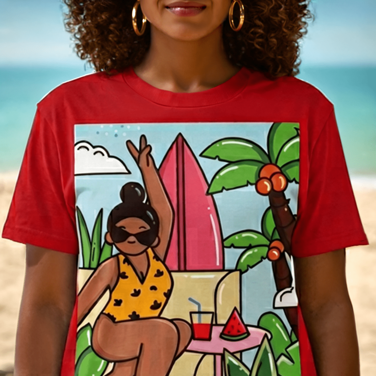 Tropical Vacation T-Shirt - Afrocentric Art by The Trini Gee