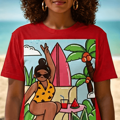 Tropical Vacation T-Shirt - Afrocentric Art by The Trini Gee
