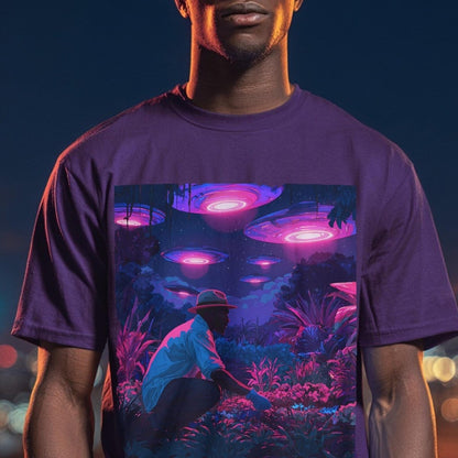 UFO Garden Man Shirt - Afrocentric Art by The Trini Gee