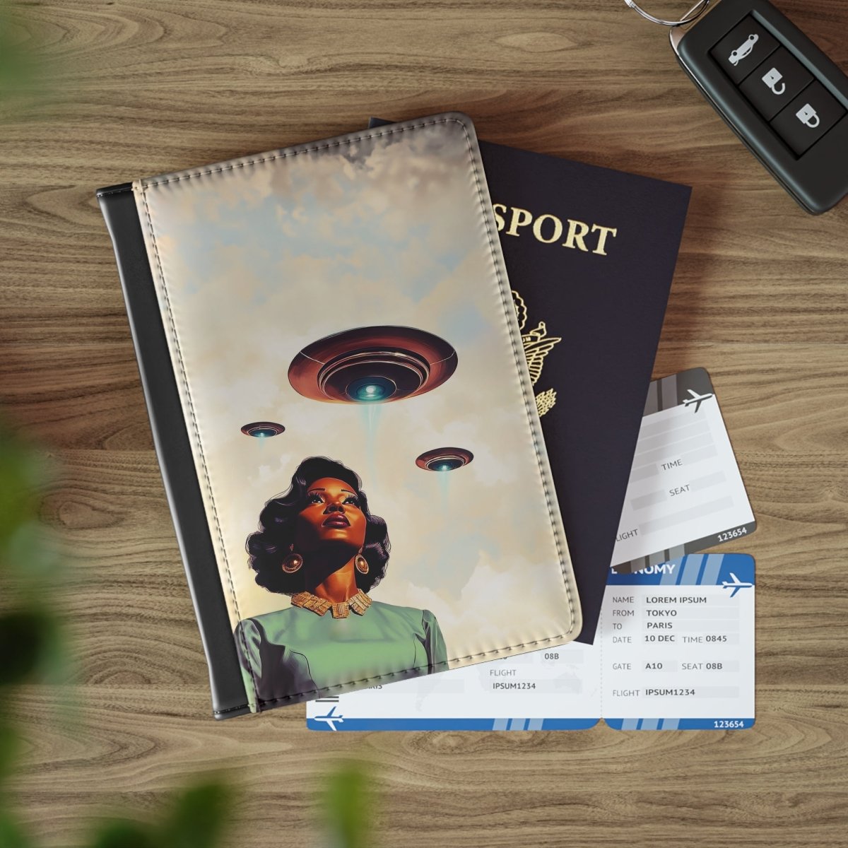 UFO Sighting Passport Cover - Afrocentric Art by The Trini Gee