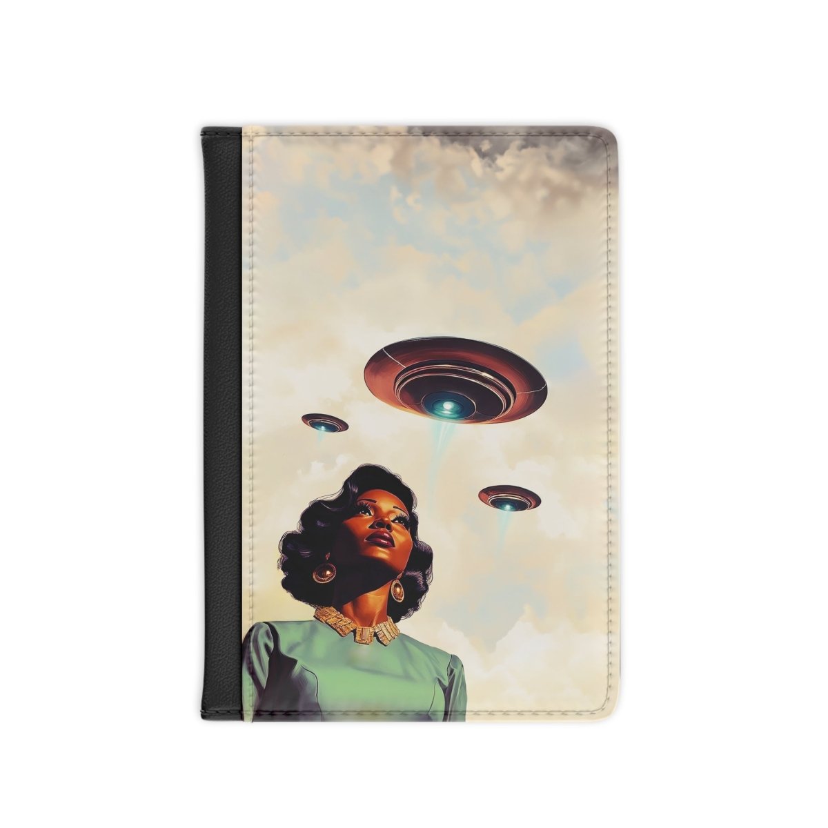 UFO Sighting Passport Cover - Afrocentric Art by The Trini Gee
