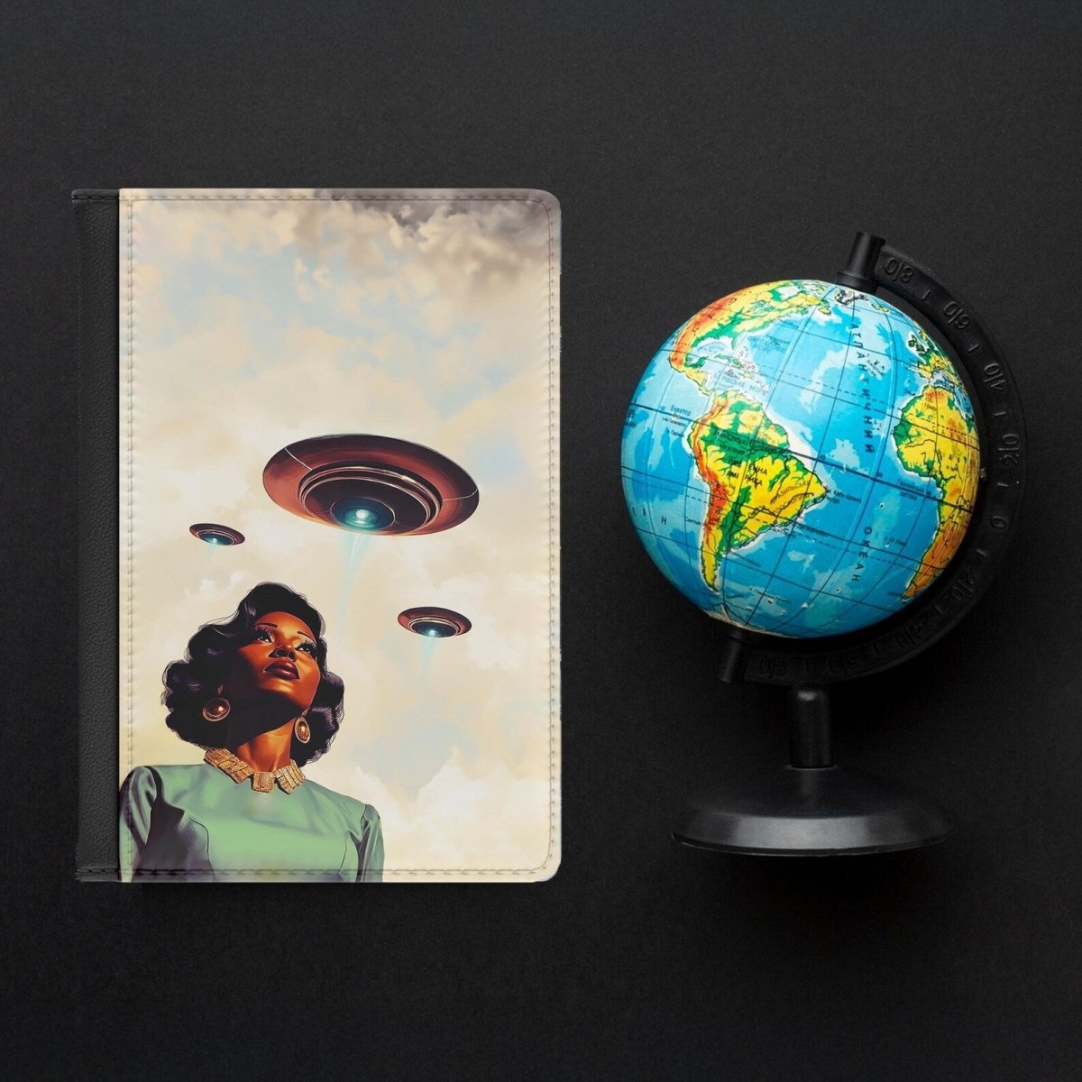 UFO Sighting Passport Cover - Afrocentric Art by The Trini Gee