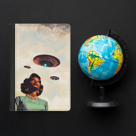 UFO Sighting Passport Cover - Afrocentric Art by The Trini Gee