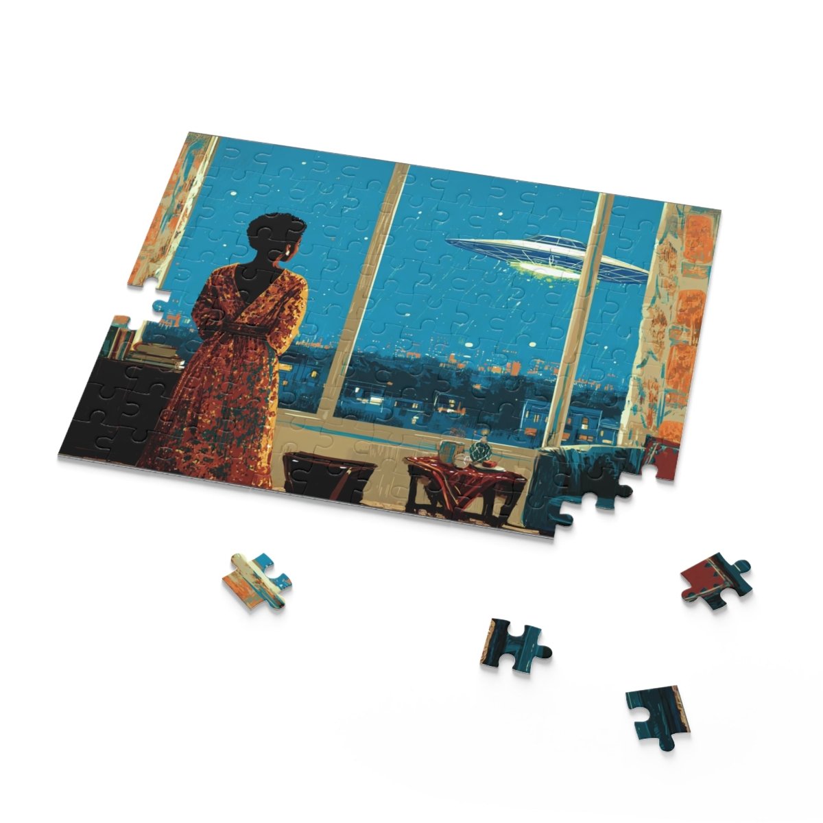 UFO Sighting Puzzle - Afrocentric Art by The Trini Gee