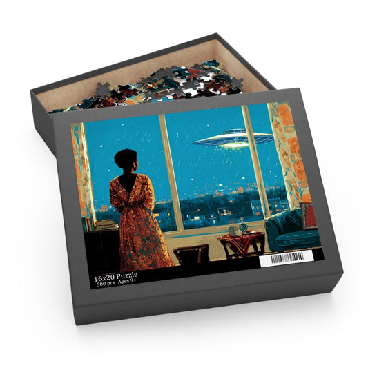UFO Sighting Puzzle - Afrocentric Art by The Trini Gee