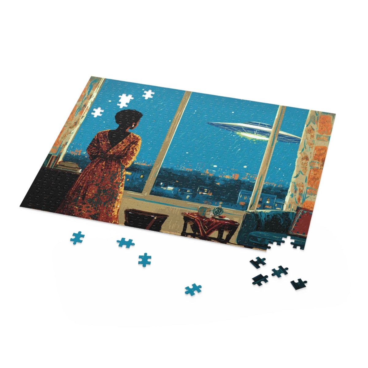 UFO Sighting Puzzle - Afrocentric Art by The Trini Gee