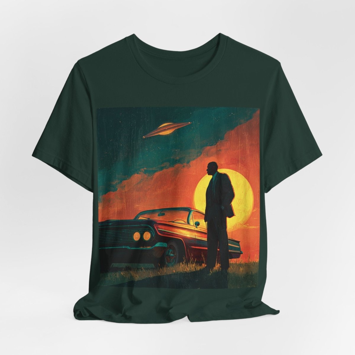 UFO Sunset Silhouette Shirt - Afrocentric Art by The Trini Gee