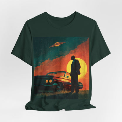 UFO Sunset Silhouette Shirt - Afrocentric Art by The Trini Gee