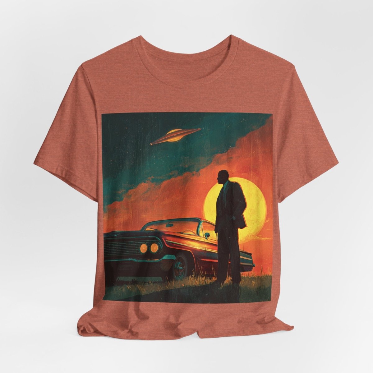 UFO Sunset Silhouette Shirt - Afrocentric Art by The Trini Gee