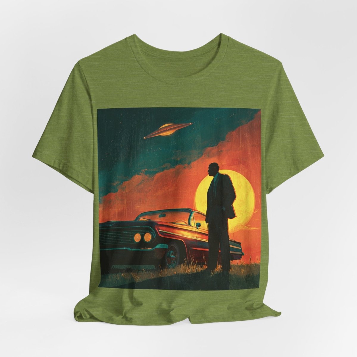 UFO Sunset Silhouette Shirt - Afrocentric Art by The Trini Gee