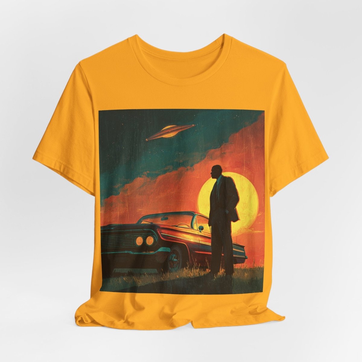 UFO Sunset Silhouette Shirt - Afrocentric Art by The Trini Gee