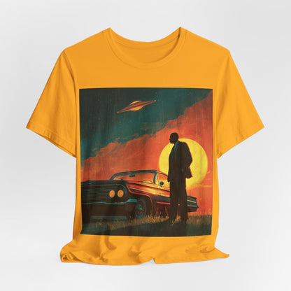 UFO Sunset Silhouette Shirt - Afrocentric Art by The Trini Gee