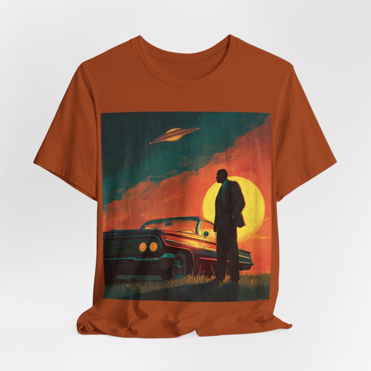 UFO Sunset Silhouette Shirt - Afrocentric Art by The Trini Gee