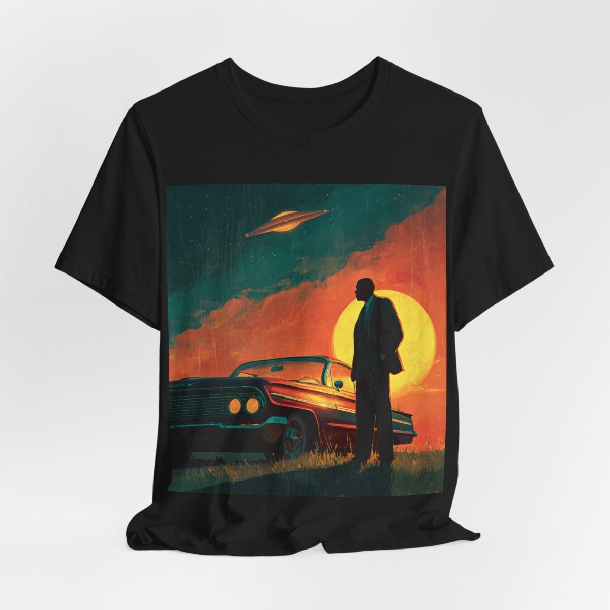 UFO Sunset Silhouette Shirt - Afrocentric Art by The Trini Gee