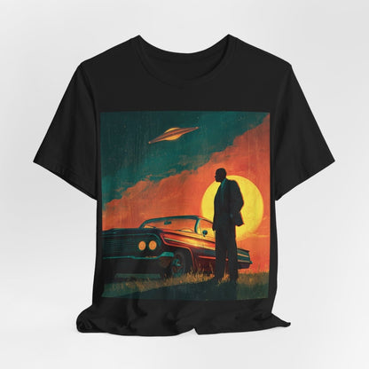 UFO Sunset Silhouette Shirt - Afrocentric Art by The Trini Gee
