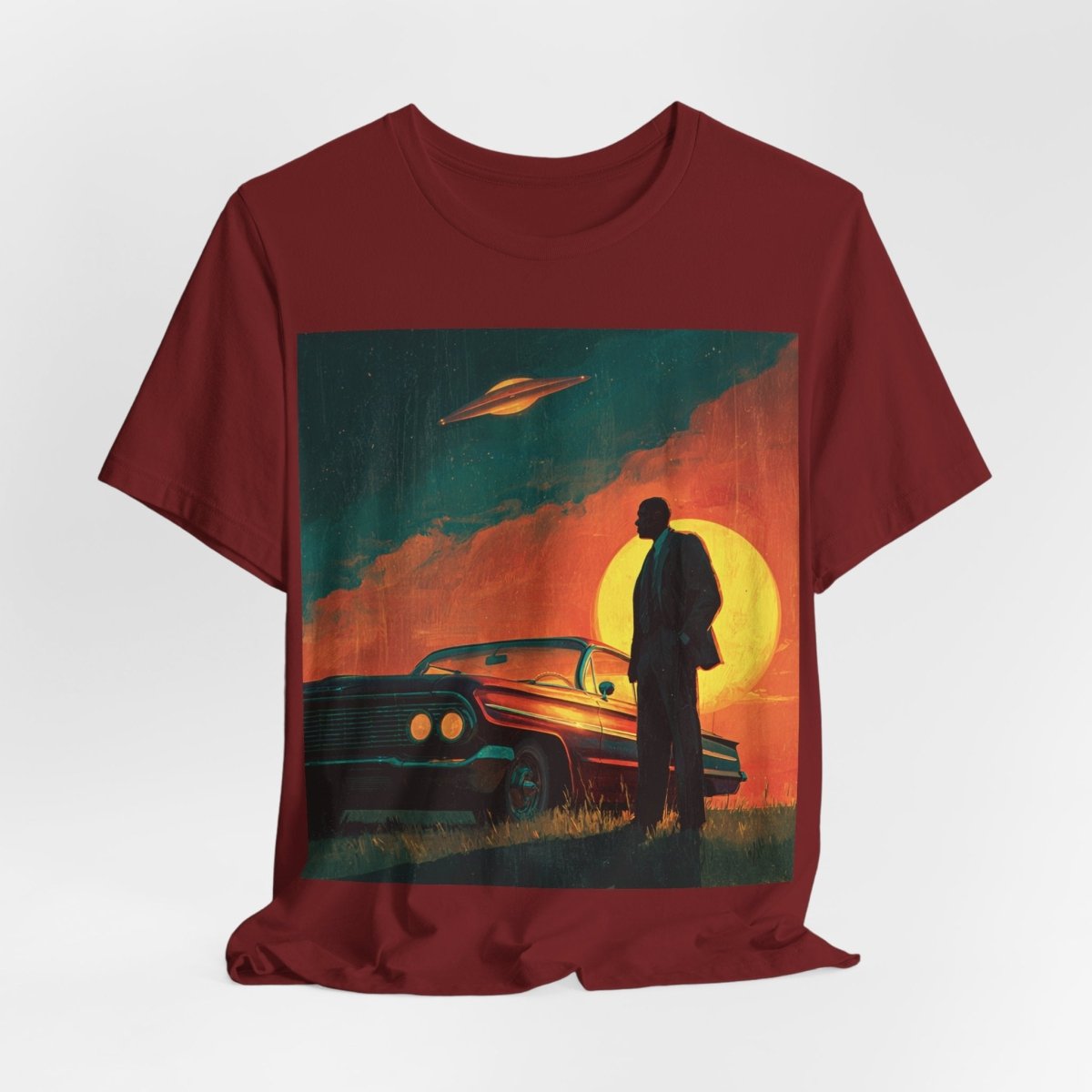 UFO Sunset Silhouette Shirt - Afrocentric Art by The Trini Gee