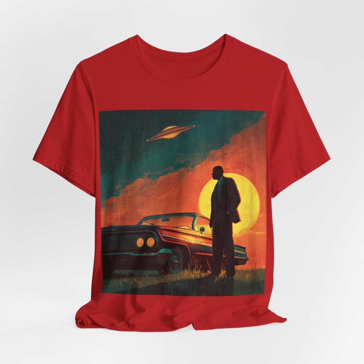 UFO Sunset Silhouette Shirt - Afrocentric Art by The Trini Gee