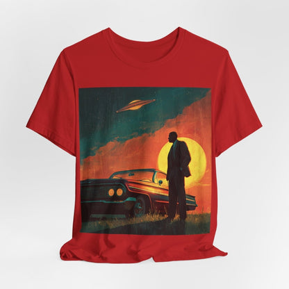 UFO Sunset Silhouette Shirt - Afrocentric Art by The Trini Gee