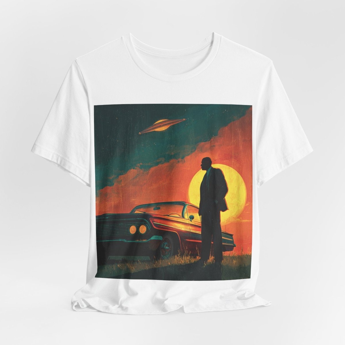 UFO Sunset Silhouette Shirt - Afrocentric Art by The Trini Gee