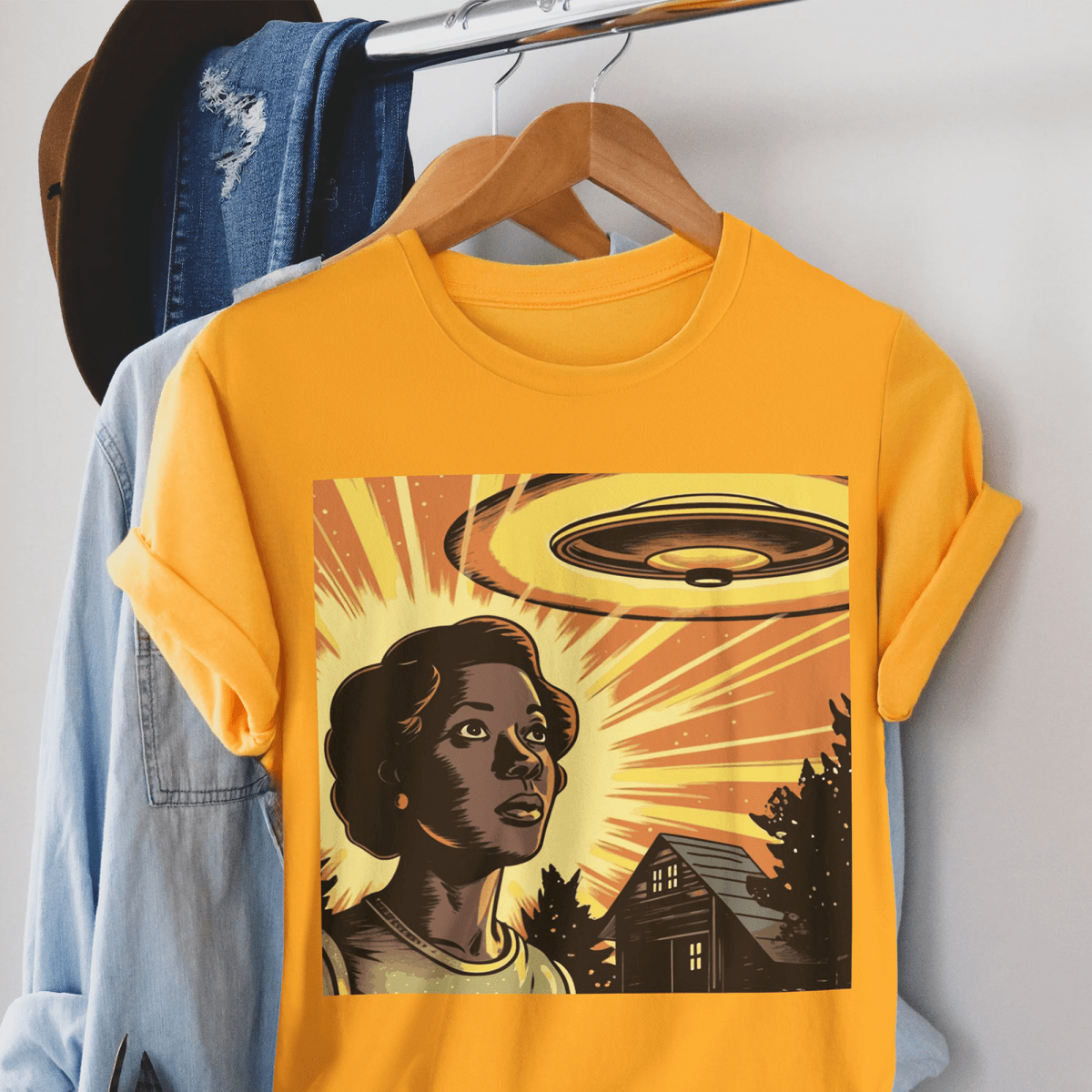 UFO Woman Shirt - Afrocentric Art by The Trini Gee