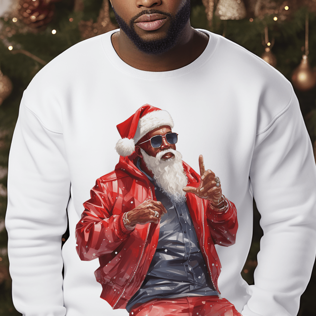 Urban Santa Sweatshirt - Afrocentric Art by The Trini Gee