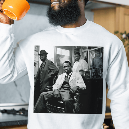 Vintage Barbershop Sweatshirt - Afrocentric Art by The Trini Gee