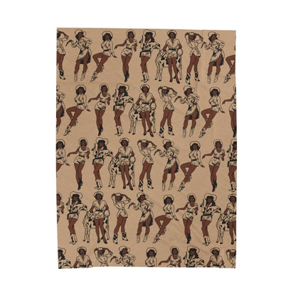 Vintage Cowgirls Blanket - Afrocentric Art by The Trini Gee