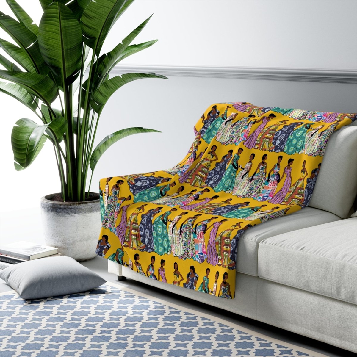 Vintage Fashion Throw Blanket - Afrocentric Art by The Trini Gee