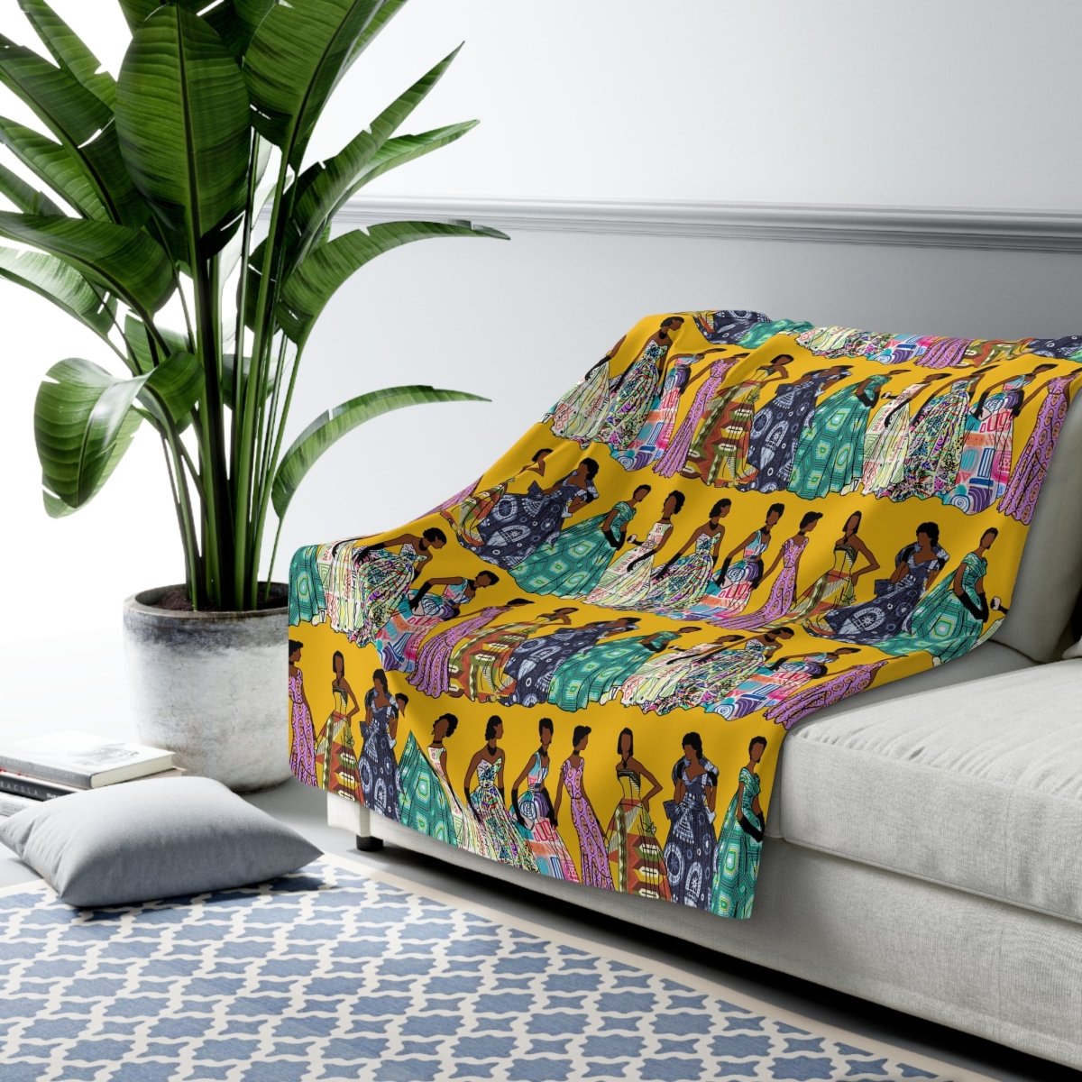 Vintage Fashion Throw Blanket - Afrocentric Art by The Trini Gee