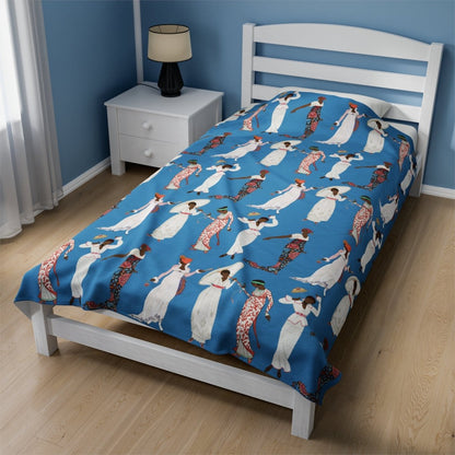 Vintage Fashion Throw Blanket - Afrocentric Art by The Trini Gee