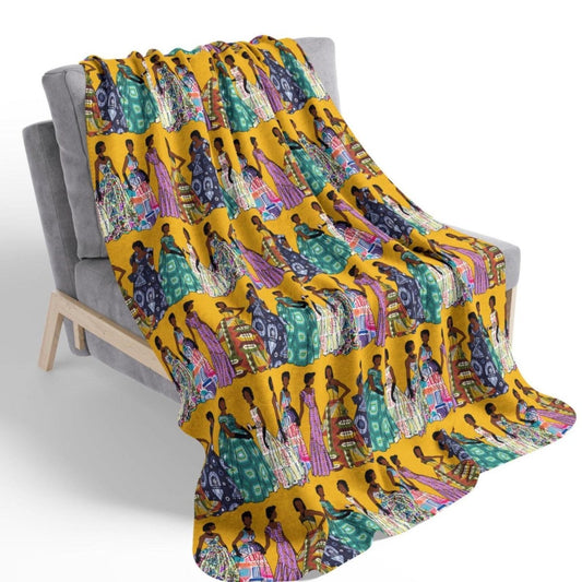 Vintage Fashion Throw Blanket - Afrocentric Art by The Trini Gee