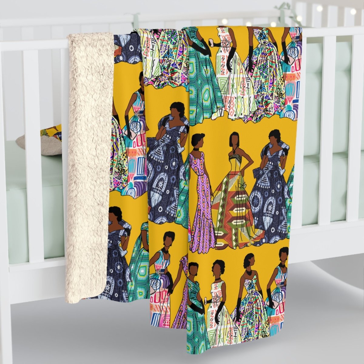 Vintage Fashion Throw Blanket - Afrocentric Art by The Trini Gee