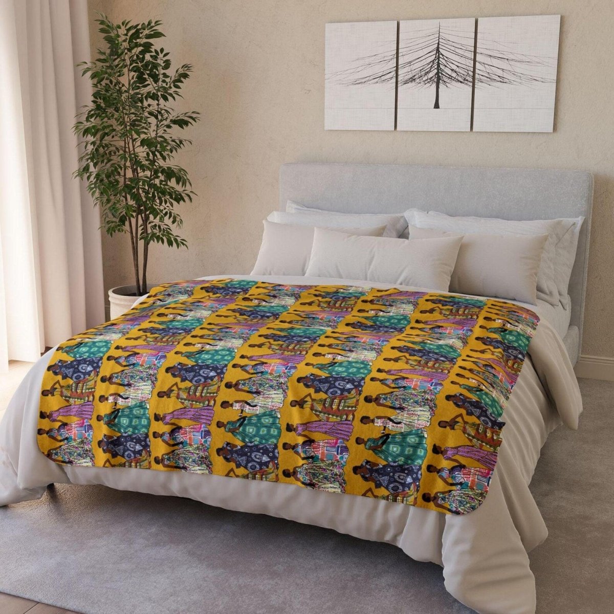 Vintage Fashion Throw Blanket - Afrocentric Art by The Trini Gee