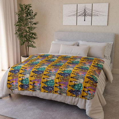 Vintage Fashion Throw Blanket - Afrocentric Art by The Trini Gee