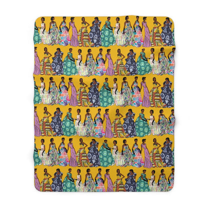 Vintage Fashion Throw Blanket - Afrocentric Art by The Trini Gee