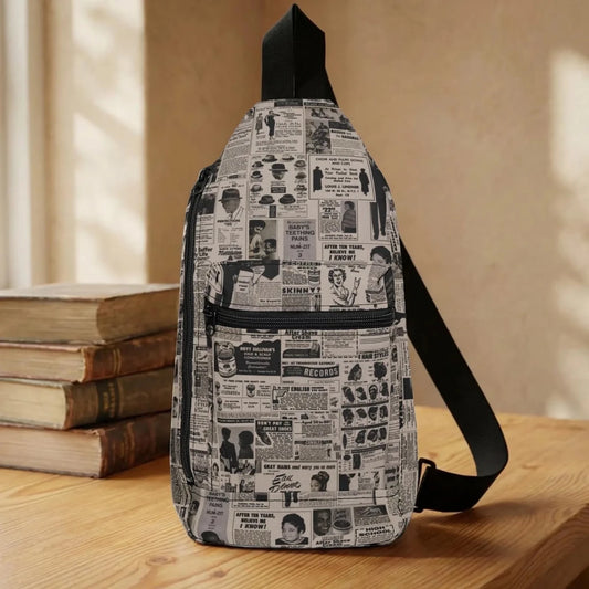 Vintage Newspaper Collage Sling Bag - Afrocentric Art by The Trini Gee