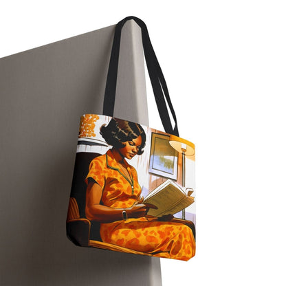 Vintage Reader Tote Bag - Afrocentric Art by The Trini Gee