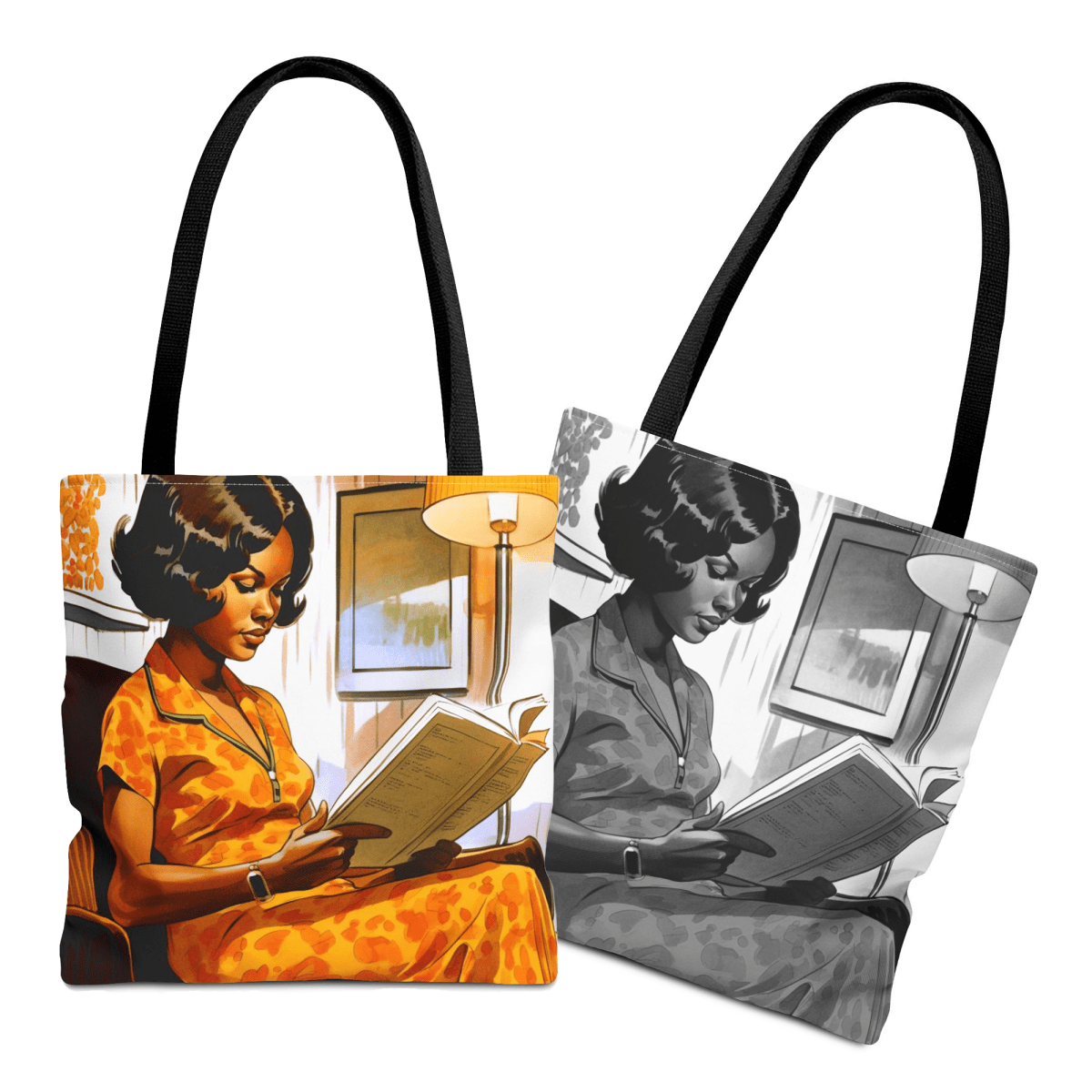 Vintage Reader Tote Bag - Afrocentric Art by The Trini Gee