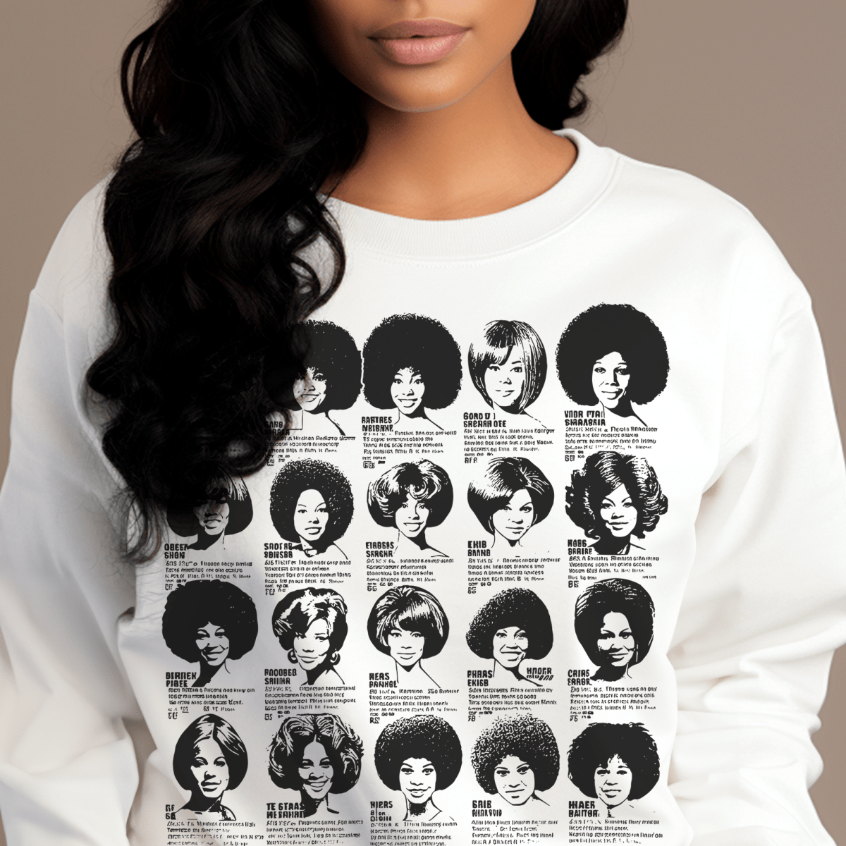 Vintage Wig Ad Sweatshirt - Afrocentric Art by The Trini Gee