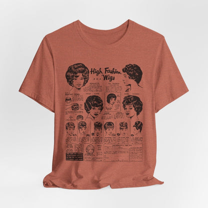Vintage Wig Ad T-shirt - Afrocentric Art by The Trini Gee