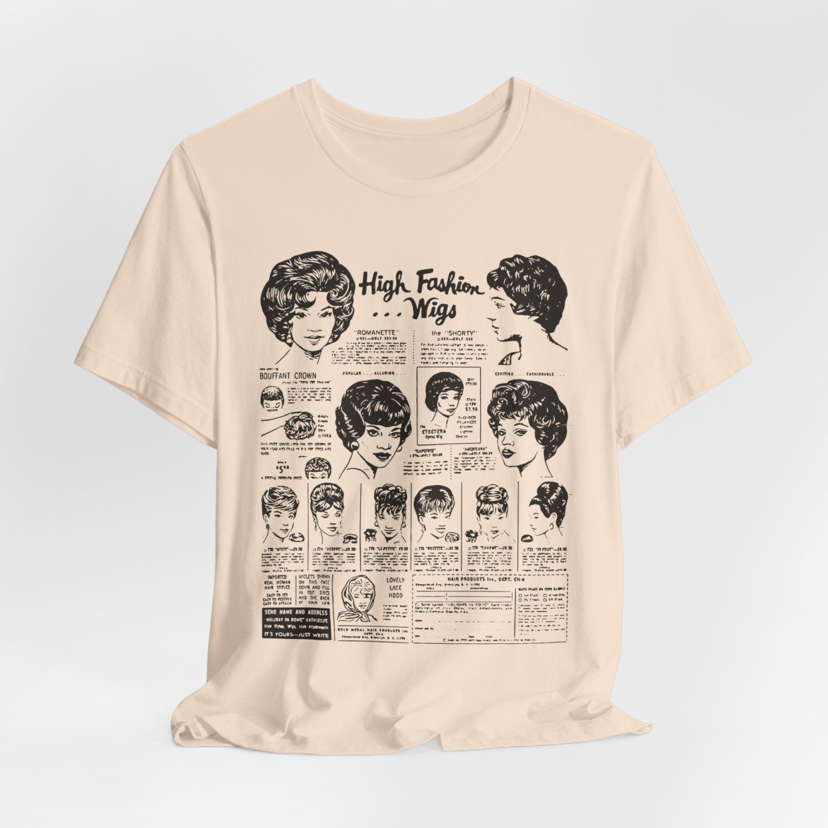 Vintage Wig Ad T-shirt - Afrocentric Art by The Trini Gee